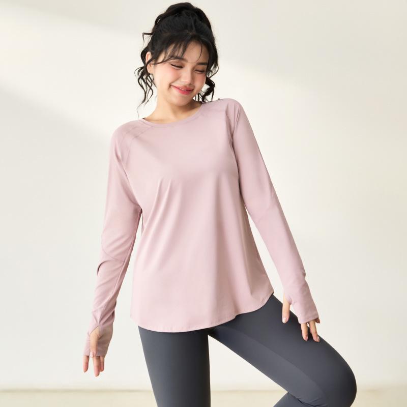 Plus Size Women's Quick-Dry Long-Sleeve Yoga Top for Running and Training