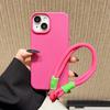 Cute Candy Leather Texture With Wrist Strap Case For iPhone 17 Air 16 15 14 11 12 13 16 Pro Max 16 Plus Solid Color Soft Cover
