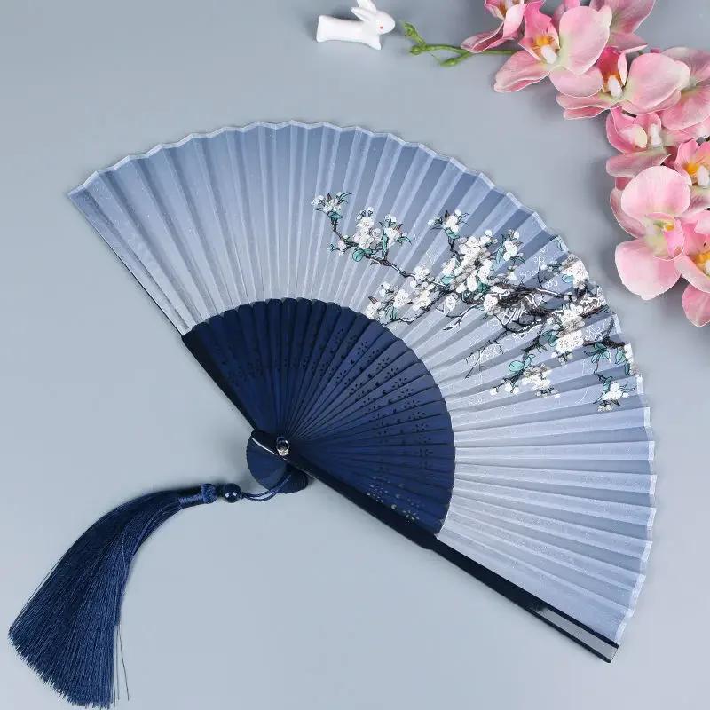 Vintage Chinese Style Portable Folding Fan Party Wedding Dance Hand Fans Summer Bamboo Craft Gift Room Decoration Ornaments New