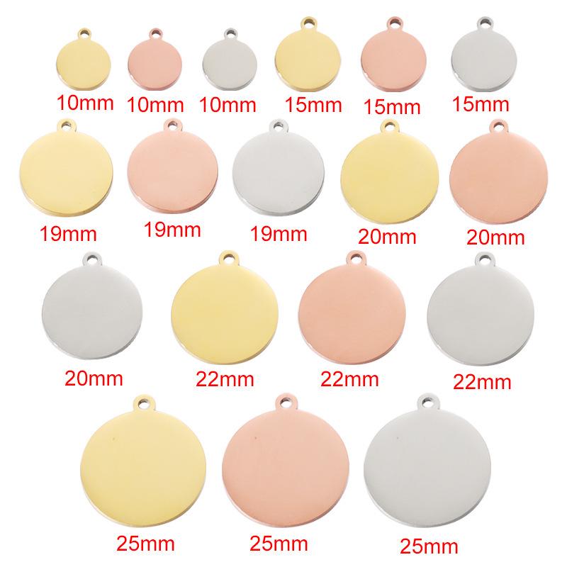 Minimalist Personalized Stainless Steel Round Pendant Necklace for Couples & Best Friends