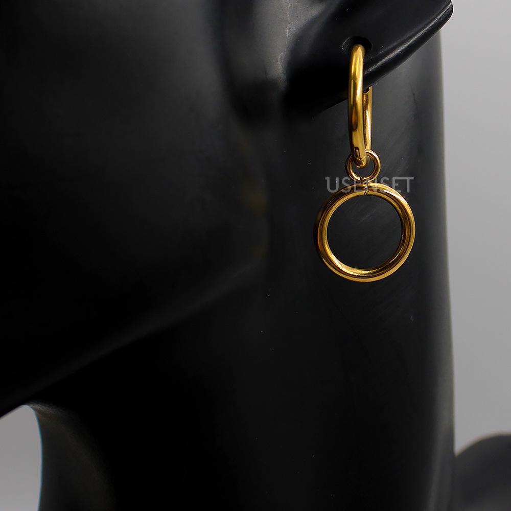 YS58 Women s Trendy Gold-Plated Stainless Steel Hip Hop Retro Earrings
