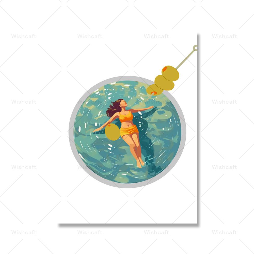 

Печать коктейля в бассейне Мартини Y2K Prep Студент Настенные художественные картины Винтажный постер Модная барная тележка Картина на холсте Декор 21x30cm No Framed