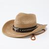 Ethnic Style Western Cowboy Straw Hat Women's Summer Outdoor Mountaineering Shading Sun Protection Hat Big Head Circumference Big Brim Sun Hat