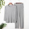 Men's Modal Pajamas Set: Thin, Long Sleeve & Pants, Crew Neck, Casual, Plus Size, for Spring, Summer & Autumn.