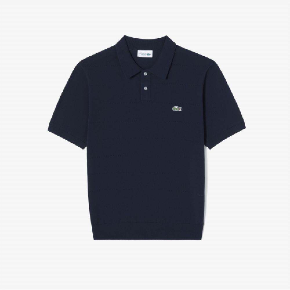 

LACOSTE Мужская однотонная футболка-поло с короткими рукавами [Темно-синий]