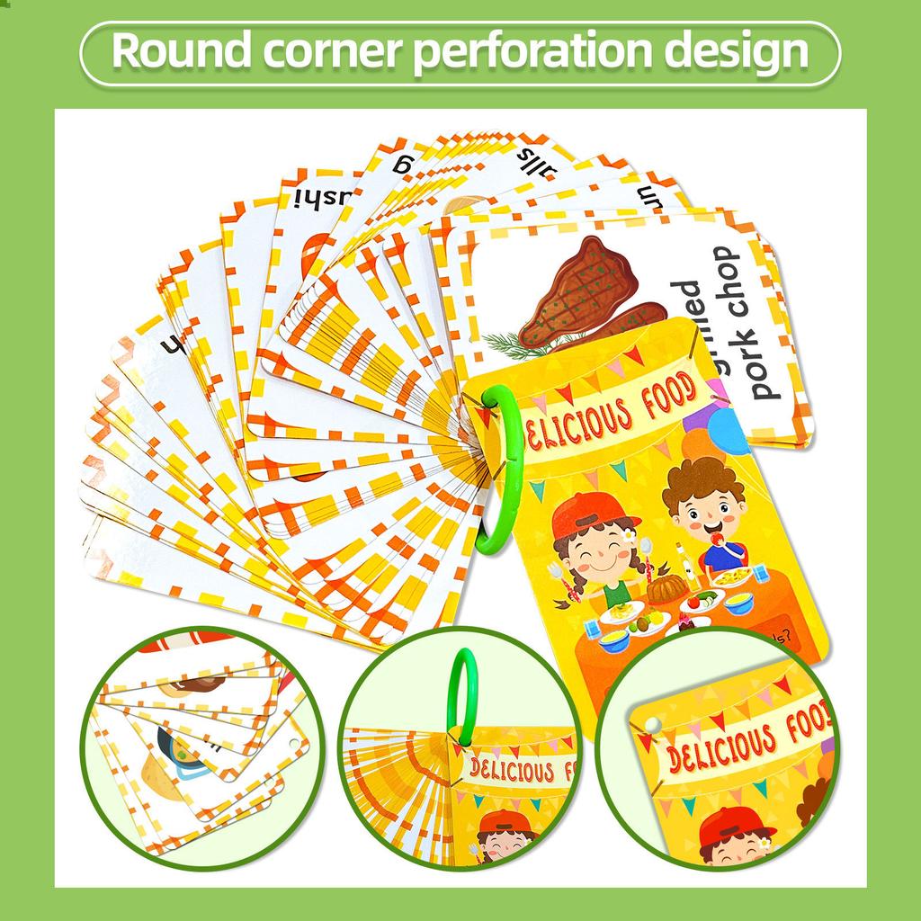 48 Food Cognition Cards Children'S Early Education Parent-Child Interactive Life Food Education Card Treasure