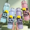 1PC Take Me To The Beach Quote Print 750ml Color Plastic Sports Water Bottle Leakproof Flip Straw Lid Suitable for Sports Office Home Use