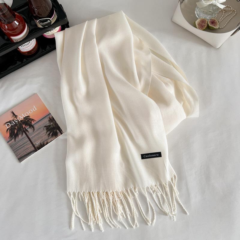 Green winter new solid color imitation cashmere scarf versatile gift men's and women's shawl tide