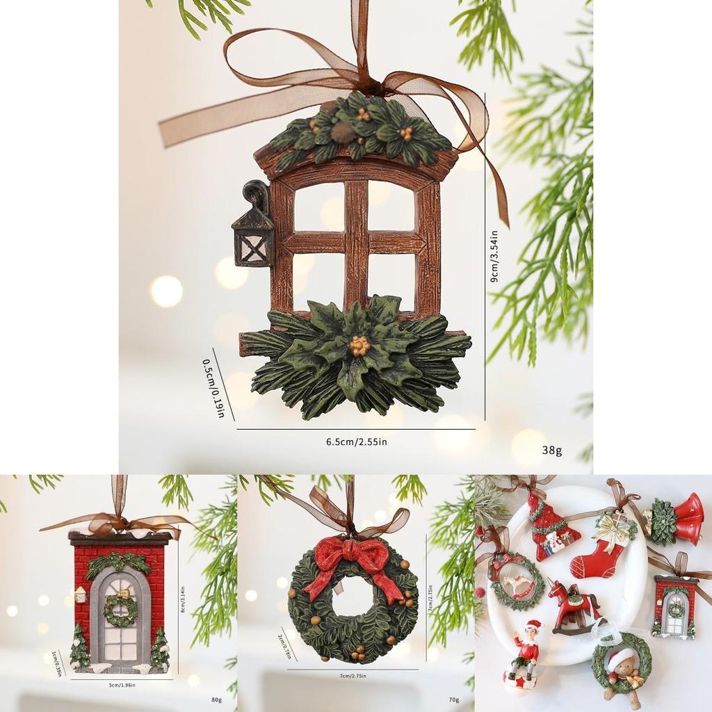 Christmas Vintage Resin Tree Ornaments With Bell Decorations For Holiday Decor