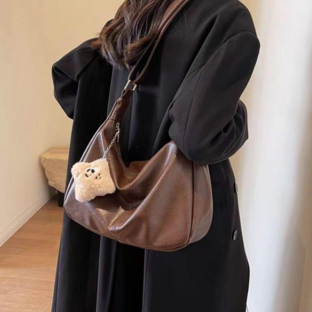 Large Capacity Leather Crossbody Bag New Design Women Tote Handbag Vintage Shoulder Bag  Girls