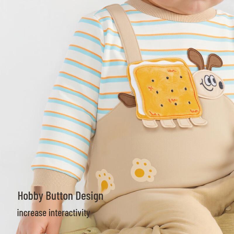Balabala Infant Faux Two-Piece Long Sleeve Bodysuit Romper