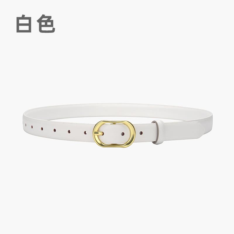 Simple Oval Buckle Pin Buckle Women'S Belt Leather Decorative Suit Skirt Women'S Belt Women