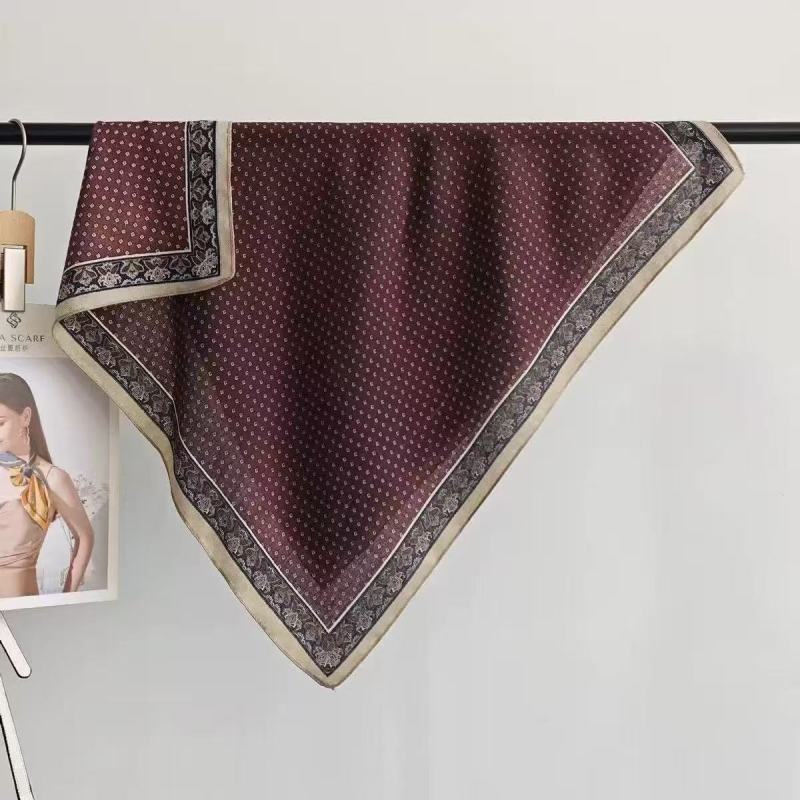 [Collection] Velvet Silk Scarves Women'S Versatile High-End Square Scarves Neck Scarves Spring And Autumn Retro
