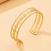 INS Style Stainless Steel Women's Geometric Chain C-Shaped Open Bangle Bracelet
