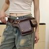 Retro Casual PU Leather Cycling Bag Multi-Function Sports Waist Bag Shoulder Fanny Pack for Outdoor Mobile Phone Storage