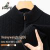 Futing Men's 100% Merino Wool Stand Collar Cardigan Sweater