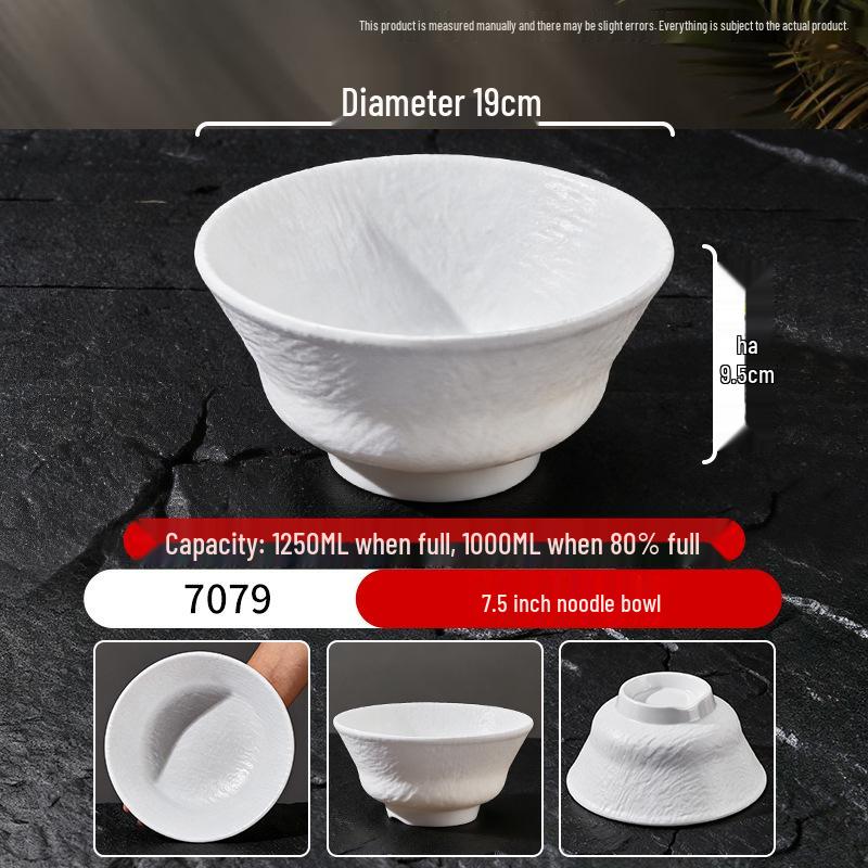Melamine White Large Noodle Bowl - Imitation Porcelain for Ramen, Mala Tang, and Luosifen