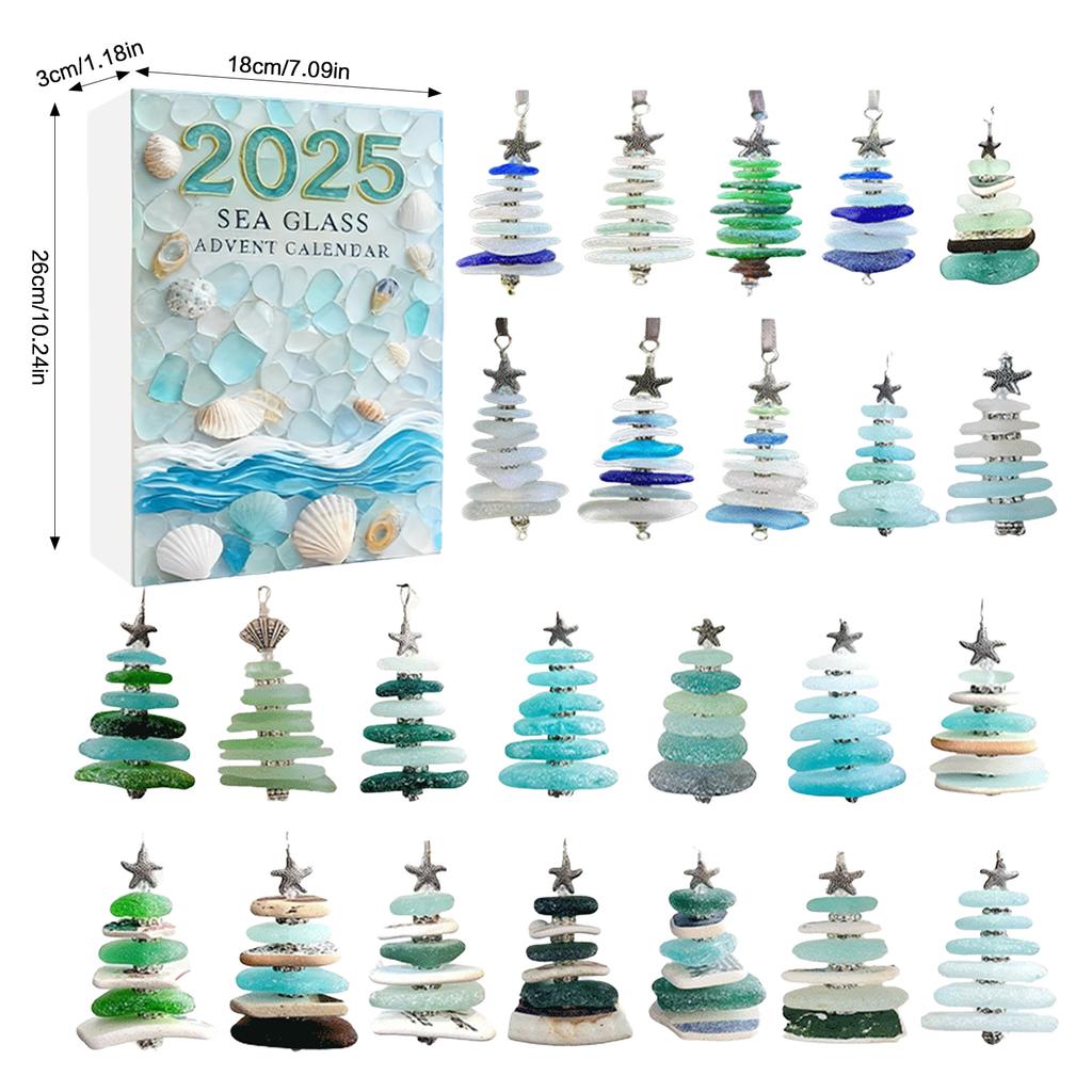 Świąteczna Zawieszka Ozdobna Szkło Morskie Akryl Choinka Kalendarz Adwentowy Zawieszka Ozdobna Na Odliczanie Świąt Bożego Narodzenia Wystrój Domu Impreza