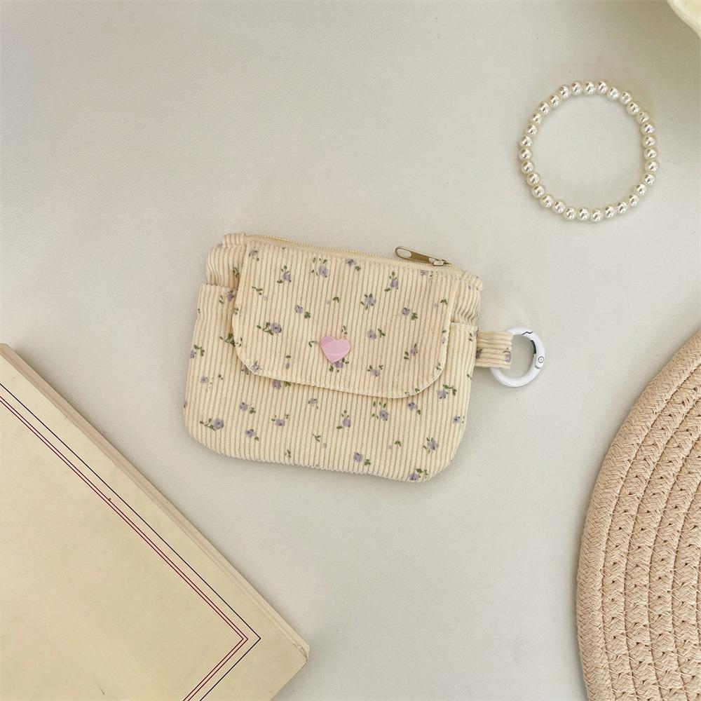 Kids Cute Corduroy Coin Purse with Key Ring Small Wallet Zipper Credit Card Holder