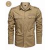 Men S Casual Military Style Long Sleeve Solid Color Shirt