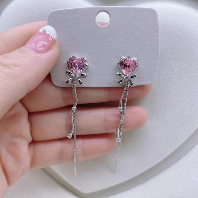 S925 Silver Geometric Tassel Stud Earrings: Fashionable Korean Style, Elegant Design, Versatile for Women