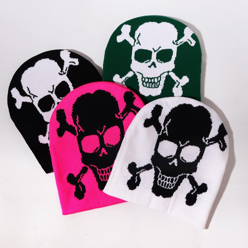 Skull Pattern Knitted Hat With Warmth For Streetwear And Halloween Winter