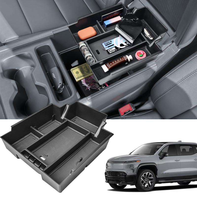 For 2024-2025 Chevy Silverado EV Work Truck (WT) Center Console Car Armrest Storage Box Tray Center Console Organizer Car Box