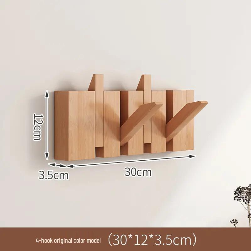 Solid Wood Wall-Mounted Piano Coat Rack with Entryway and Bedroom Hooks
