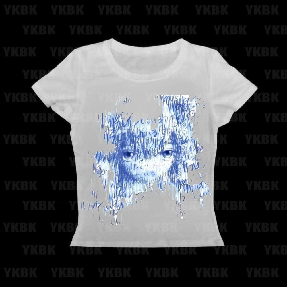 Women s 2000s Y2k Gothic Crop Top - Letter Print, Vintage Harajuku Punk Grunge, E-girl Slim Casual Baby Tee S