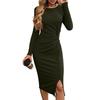 Ladies' Loose Comfortable Casual And Fashionable Color Round Neck Long Sleeved Casual Dress