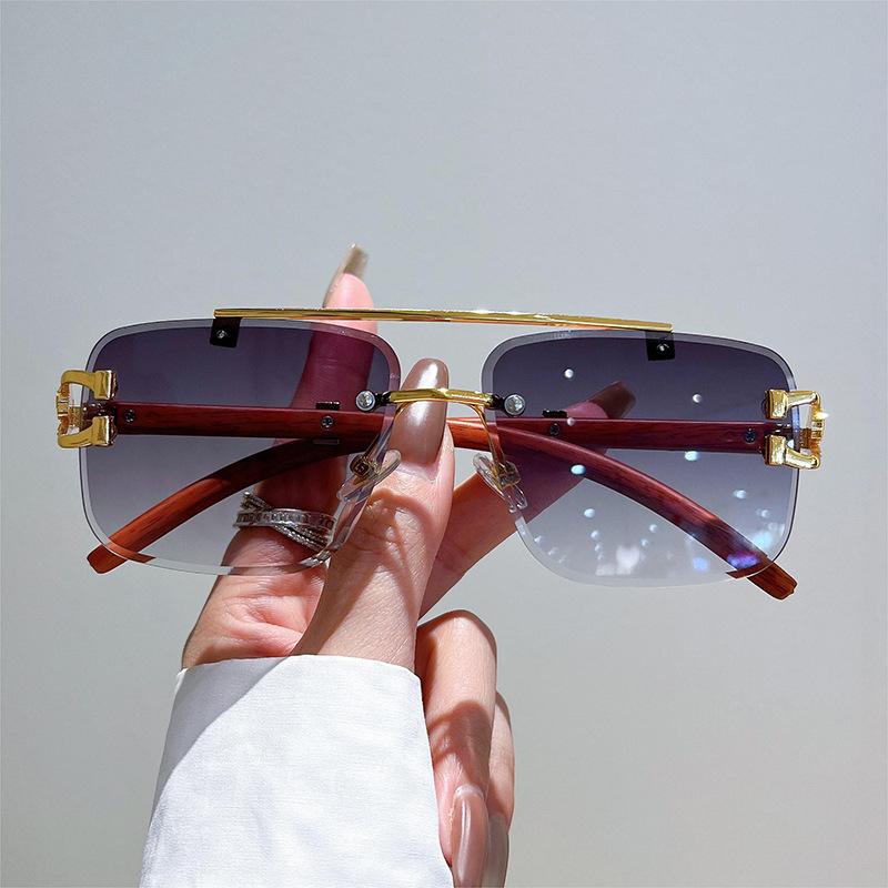 Luxury Brand Designer Square Rimless Leopard Head Sunglasses Women For Men  Fashion Vintage Trendy Sun Glasses Shades Uv400