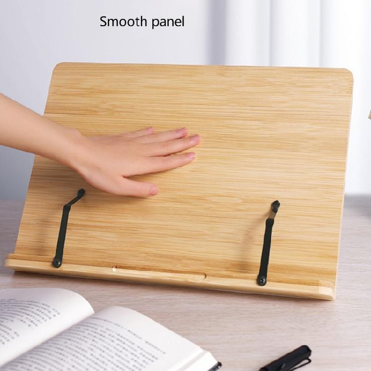 Wood Textbook Book Stand 6 Angles Adjustable Book Holder with Metal Page Clips for Music Scores Cook Recipe Tablet