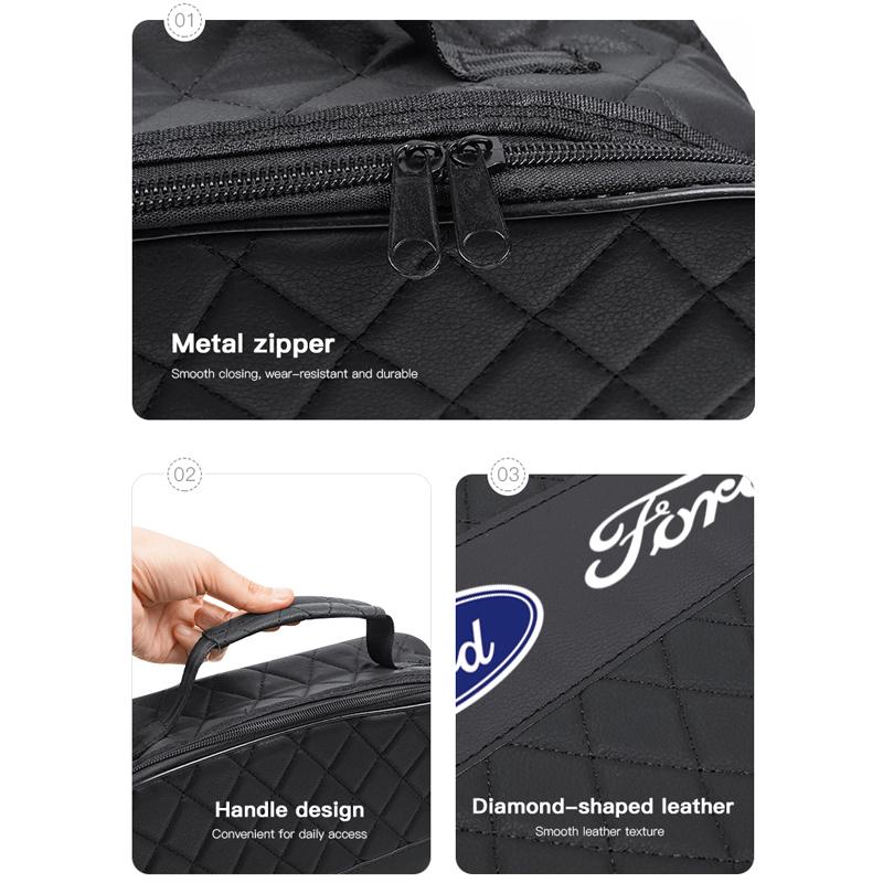 AAAMX1 Car Charging Cable Storage Carry Bag Organizer Box Car Interiors For Ford Focus Fiesta C-Max ST Mondeo Transit MK2 MK3 MAX F150