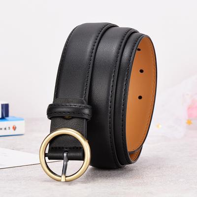 Ladies Belt Bronze Round Buckle Leather Belt Casual Decorative Belt Belt Belt
