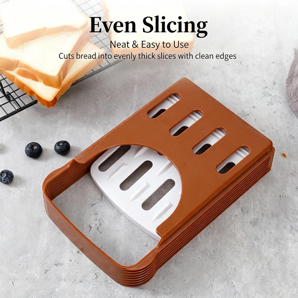 Bread Slicer for Homemade Loaf, Toast Slicing Guide, Compact Bread Cutting Rack with Crumb Tray, Space Saving Kitchen Baking Tool for Sandwich Bread
