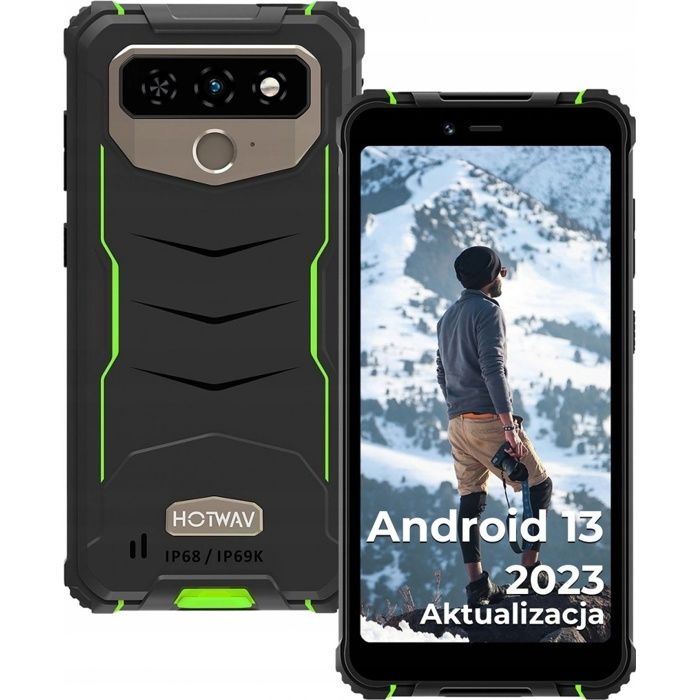 HOTWAV T5 Max Téléphone Portable Incassable 4Go+64Go 6.0" HD+ Smartphone Android 13 Caméra 13MP Dural SIM 4G Telephone NFC/GPS Vert