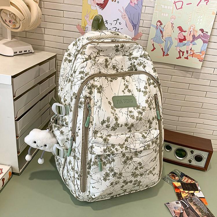 New Sweet Girl Backpack Waterproof Primary School Junior High School Student Schoolbag Printed Bamboo Literary Chinese Style Backpack