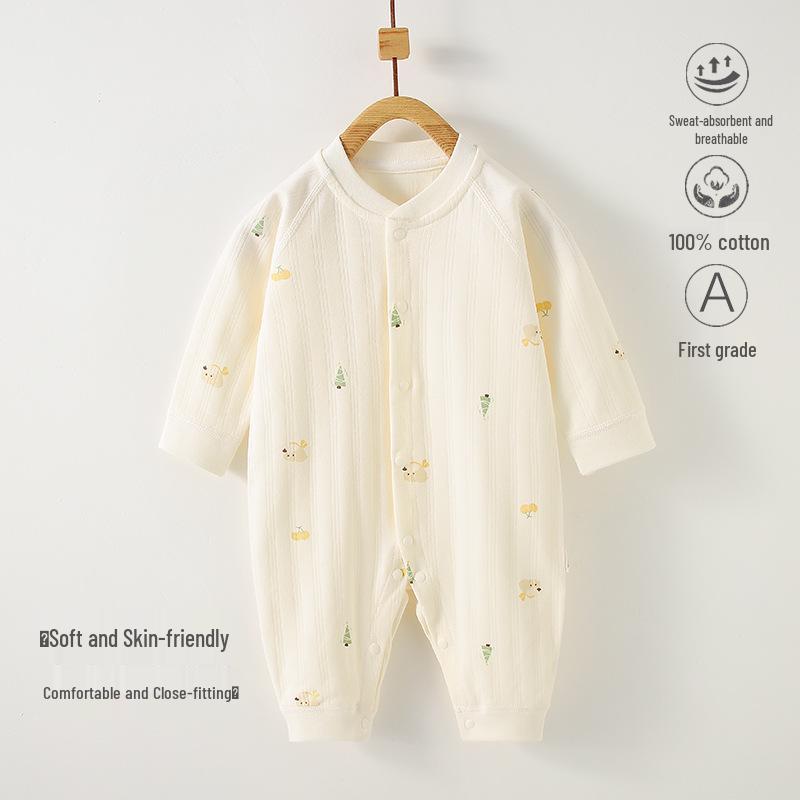 Pure Cotton Long Sleeve Baby Romper - Spring/Autumn Newborn Bodysuit & Boneless Pajamas
