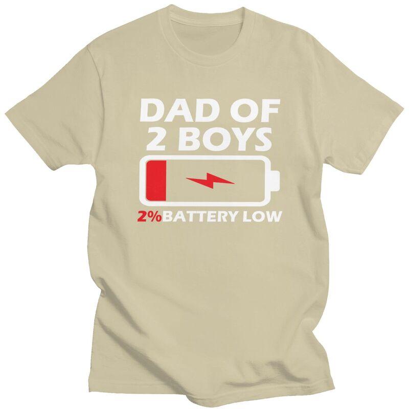 Custom Mens Dad Of 2 Boys T Shirt Short Sleeve Cotton Tshirt Streetwear Tshirt Leisure Papa Fathers Day Gift Tee Clothing