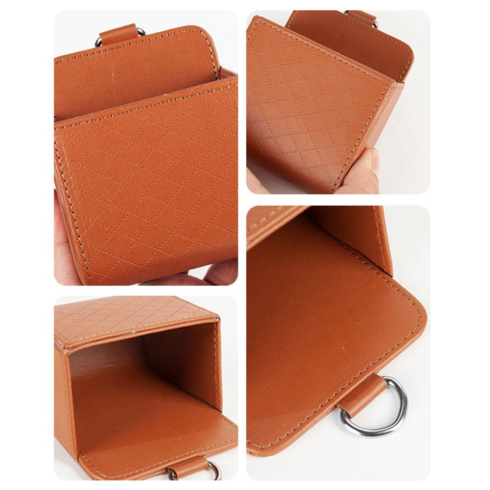 Auto Organizer Box PU Leather Car Phone Hanging Holder Soft Car Air Vent Shelf Box for Car Accessories for Auto Storage Tidying