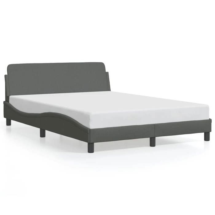 VidaXL Bed Frames with Headboard, Upholstered Bed with Slatted Base, Double Bed with Bedroom Footboard, Grey 373186