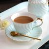 Light Luxury Simple Ceramic Coffee Cup And Saucer Set Small Luxury Bone China Flower Teacup Spoon Black Tea Afternoon Tea Cup Set