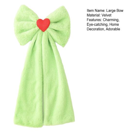 Large Plush Velvet Bow Giant Green Decorative Bow with Long Tail Christmas Tree Topper Decoration for Room Backdrop Wedding Birthday Party Wall Decor