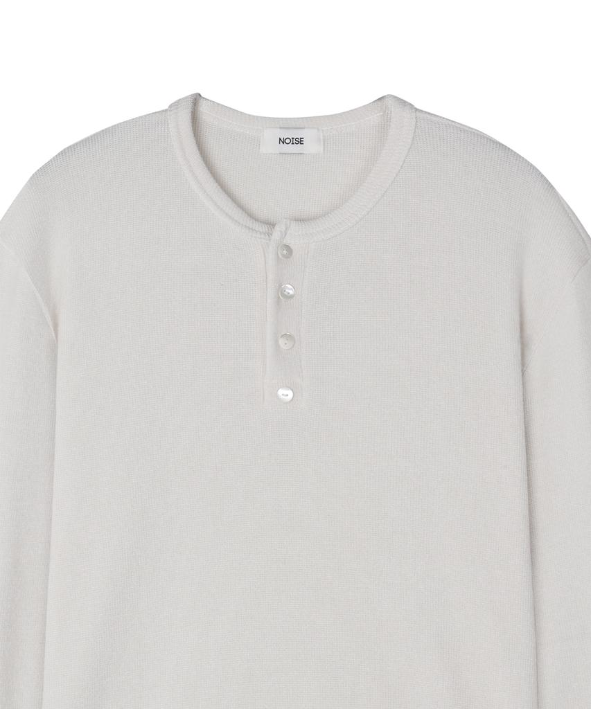 NOISE Soft Henley Neck Sleeve Knit - Ivory