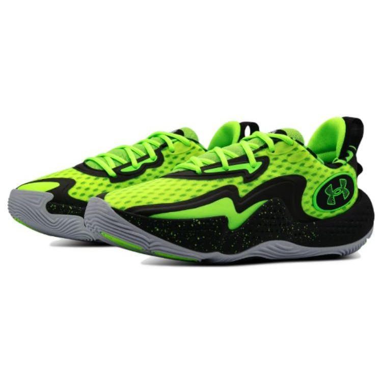 Under Armour Men's Spawn 5 Let's 3 Basketball Shoes Green Black 3026892-001