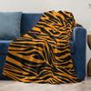 Orange Black Tiger Striped Fleece Blanket Soft Warm Throw Bed Sofa Cover Gift for Kids Teens Adults