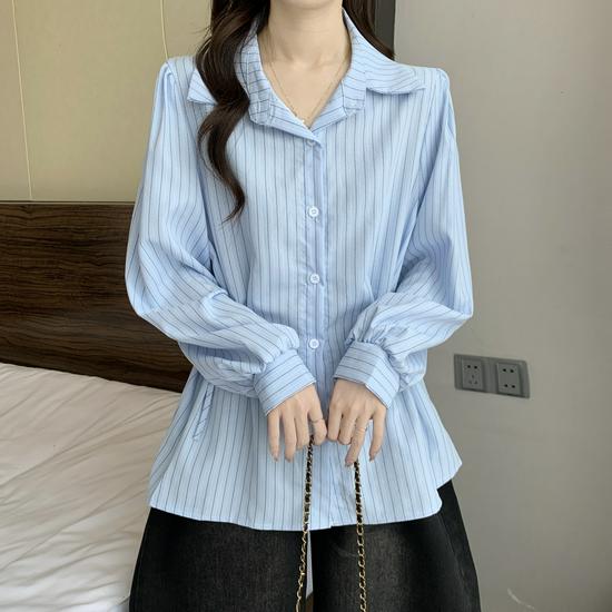 

Autumn 2025 Women s Plus Size Slimming French Stripe Long Sleeve Top XXXL