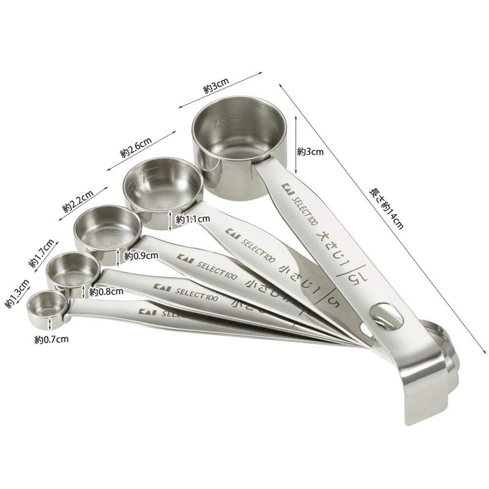 Kai SELECT100 Measuring Spoons, Set of 5, DH3101, Silver