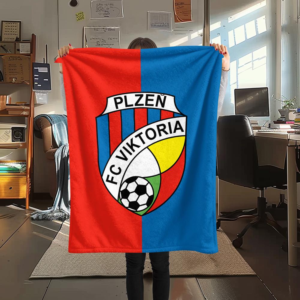 1pz Coperta in Flanella con Stampa FC Viktoria Plzen, Alta qualità per Tutte le Stagioni, Decorazione per la Casa, Calore e Comfort, Perfetta per Regali di Natale
