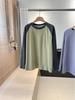 Unisex Outdoor Lightweight Color-Block Patchwork Round Neck Long Sleeve Fleece Base Layer T-Shirt